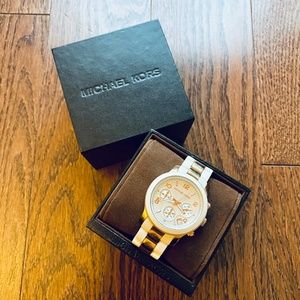 Michael Kors rose gold & white watch for sale